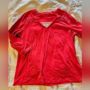 ladies xl red lace up top